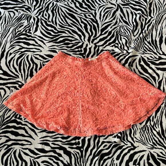 FOREVER 21 pink lace skirt a line mini skirt lined size large - Picture 1 of 9